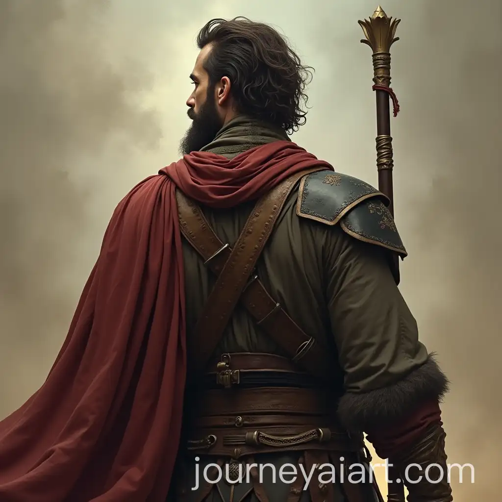 Bearded-Man-in-Companion-Garb-Holding-Staff-from-Behind