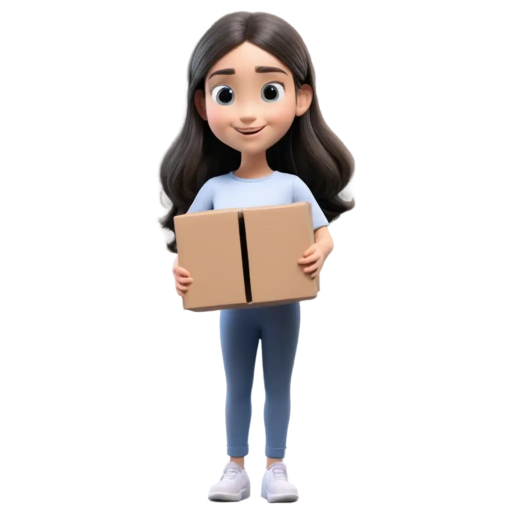 PNG-Image-of-Poor-Girl-Holding-Box-HighQuality-3D-Illustration-for-Diverse-Uses