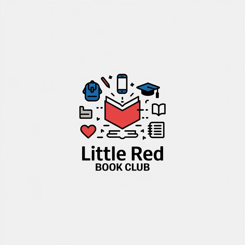 LOGO-Design-for-Little-Red-Book-Club-Minimalist-Style-with-Campus-and-Youth-Elements