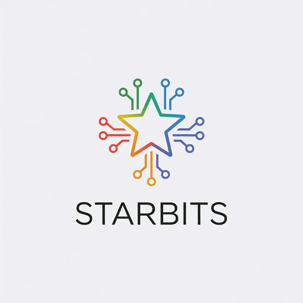 LOGO-Design-for-Starbits-Minimalist-Star-Circuitry-with-Multicolored-Tech-Vibe