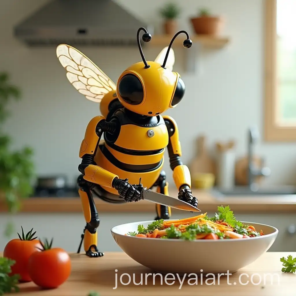 Humanoid-Bee-Preparing-Colorful-Dish-in-Modern-Kitchen