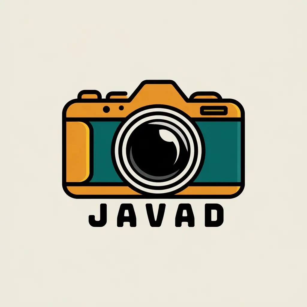 a vector logo design,with the text "Javad", main symbol:camera photography,complex,clear background