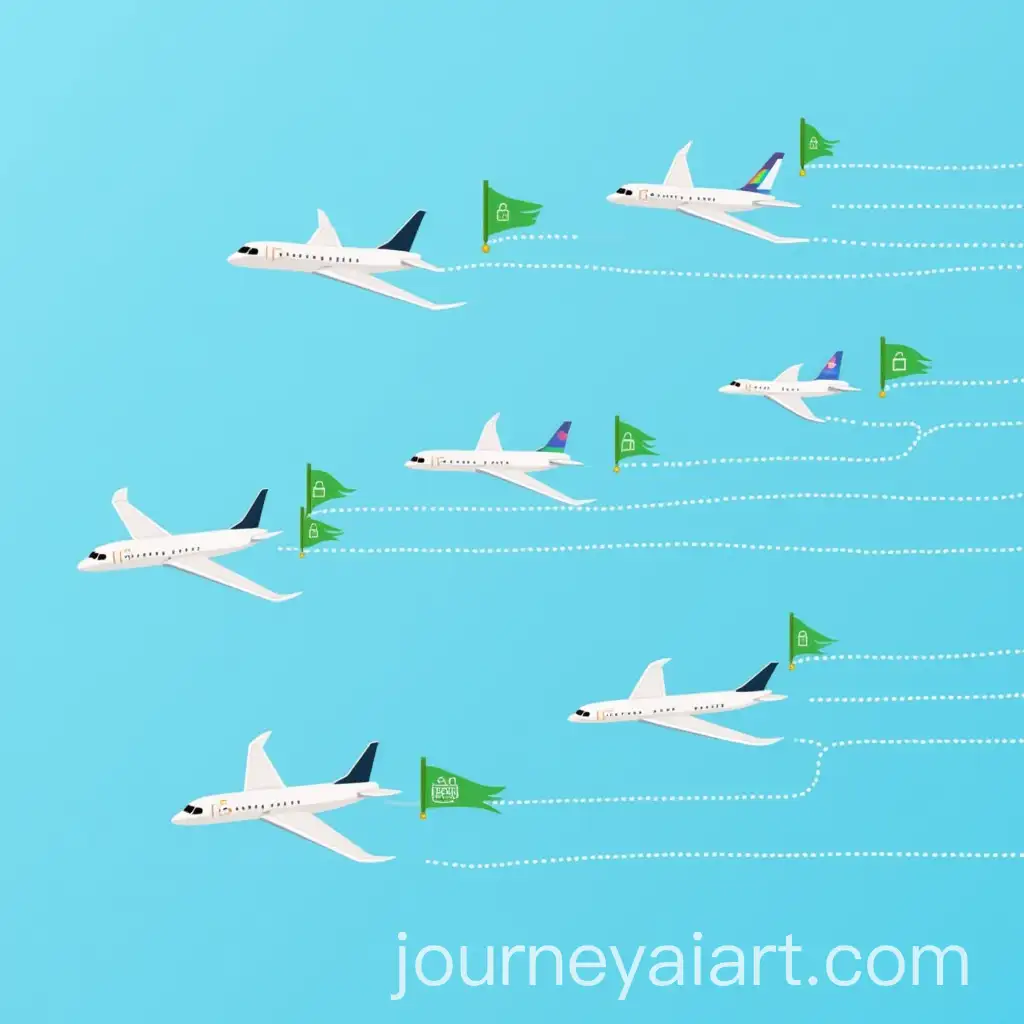 Multiple-Airplanes-Flying-Through-Green-Flags-Symbolizing-Global-Security-Compliance