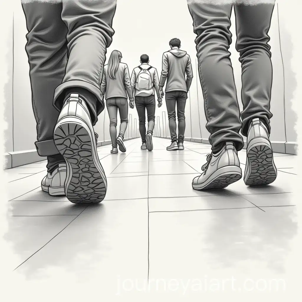 Diverse-Footwear-in-Motion-A-Dynamic-Hallway-Perspective