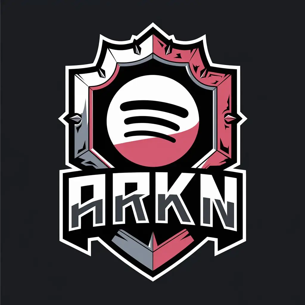 LOGO-Design-For-ARKN-WarhammerInspired-Shield-with-Spotify-Logo-on-Black-Background