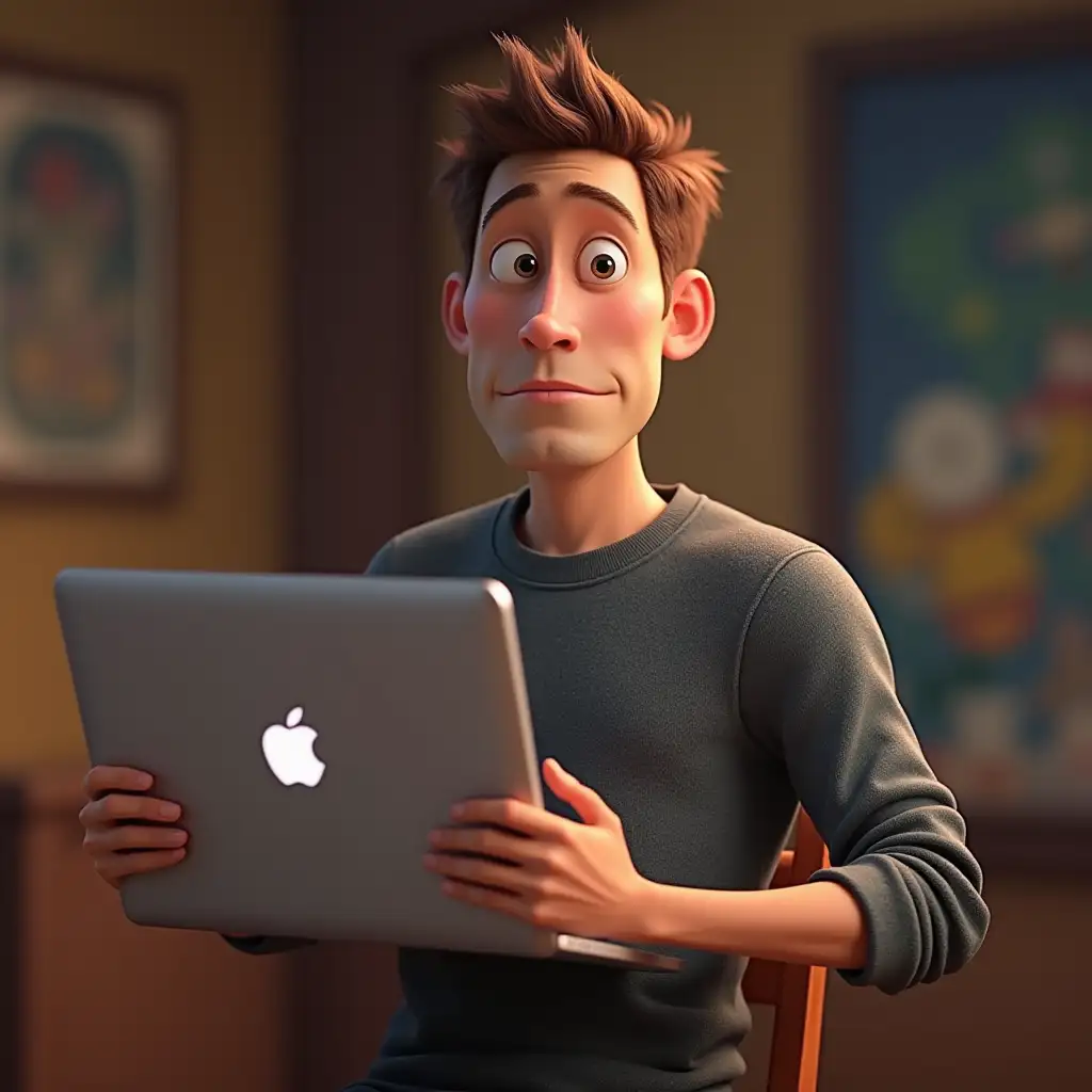pixar themed mark zuckerberg holding macbook