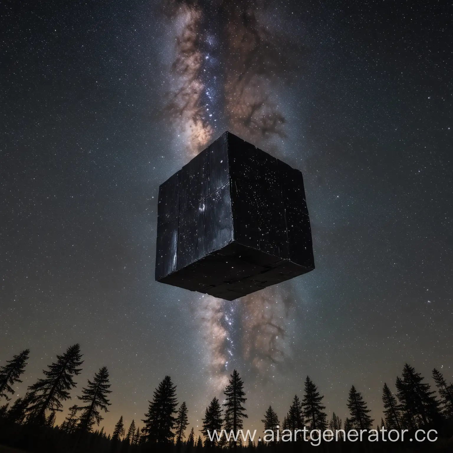 Black-Metal-Cube-in-Black-Forest-under-Milky-Way-Sky