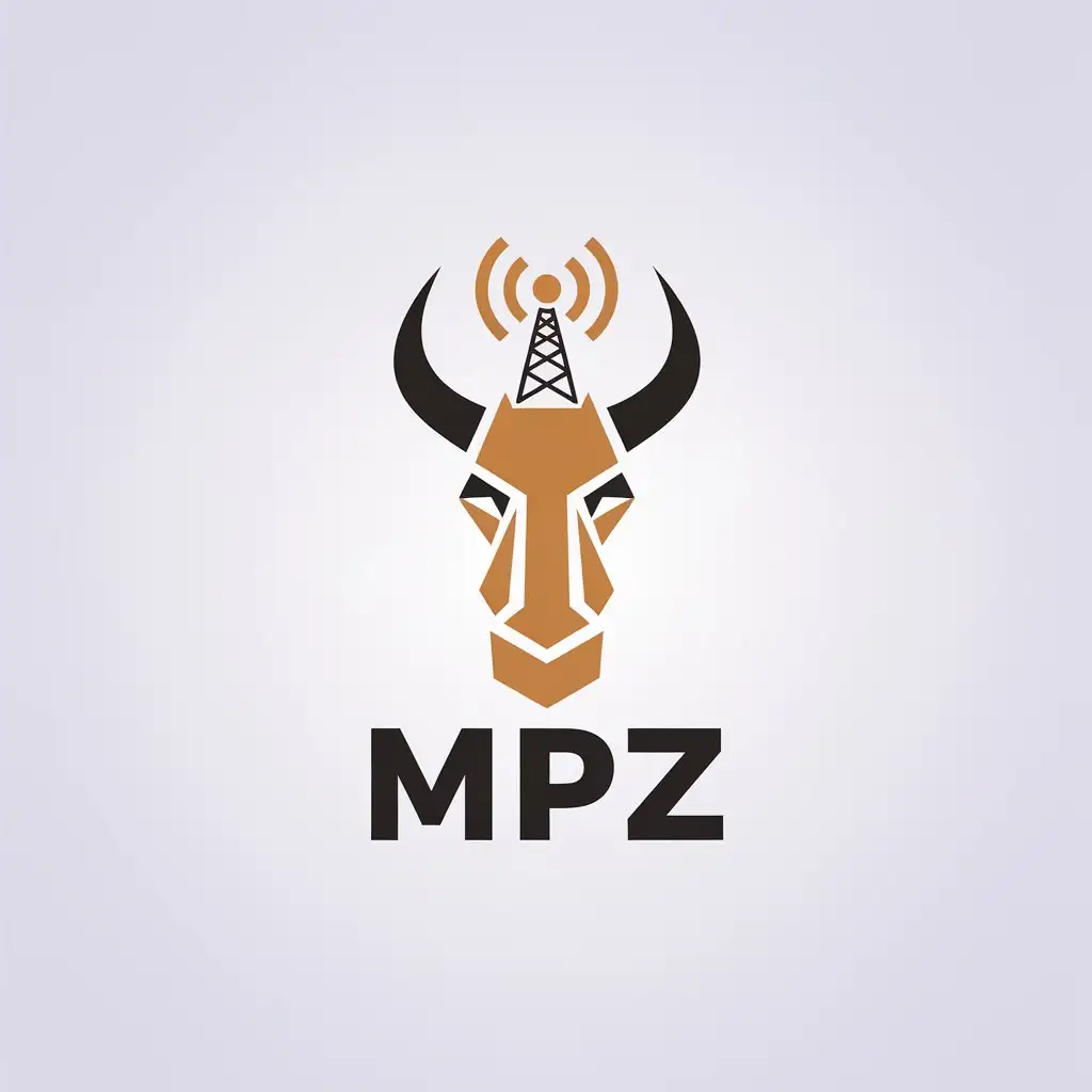 LOGO Design For MPZ Minimalistic Vector Logo with Markhor Head and Radio Tower