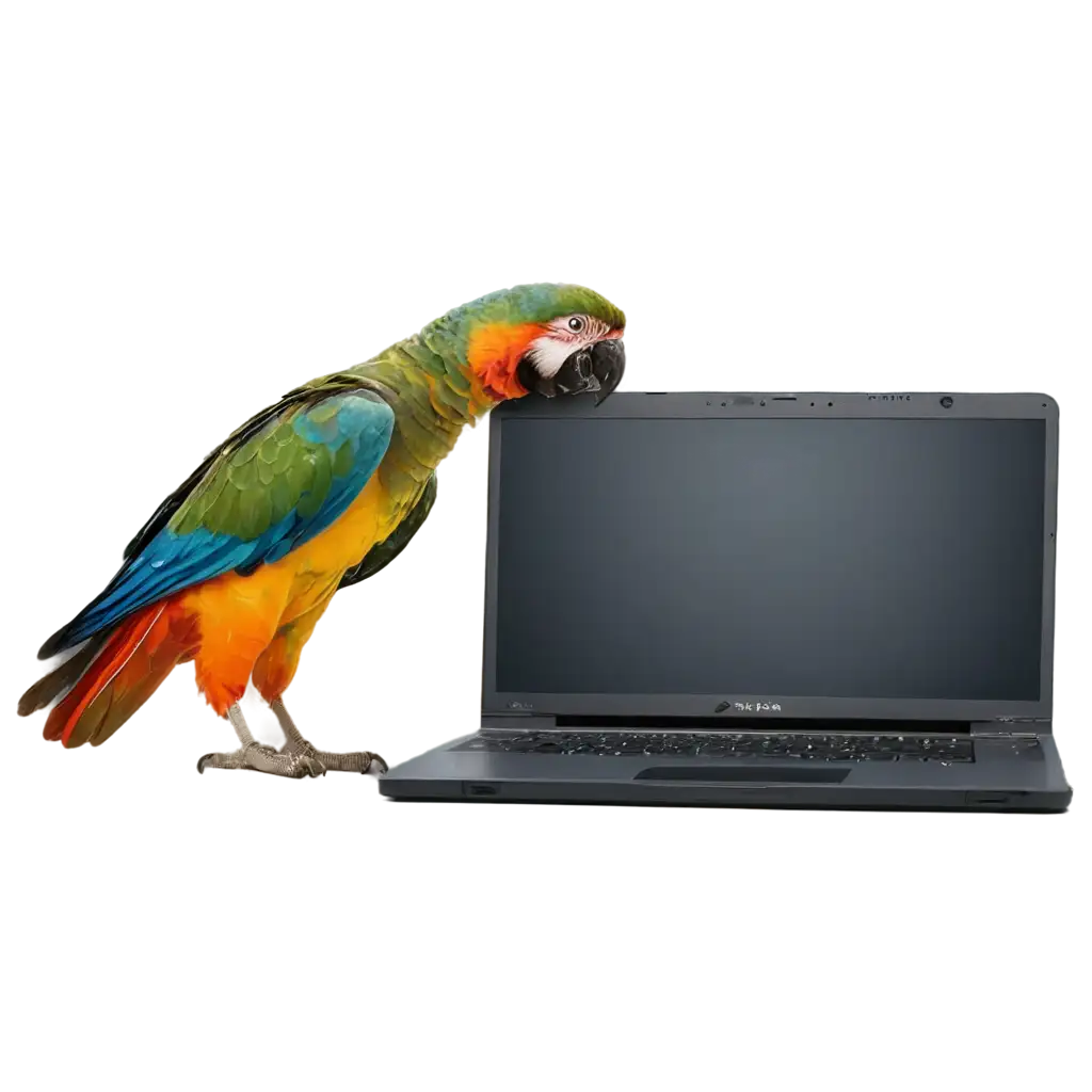 Laptop-with-Parrot-PNG-Image-Perfect-for-Clear-HighQuality-Digital-Assets