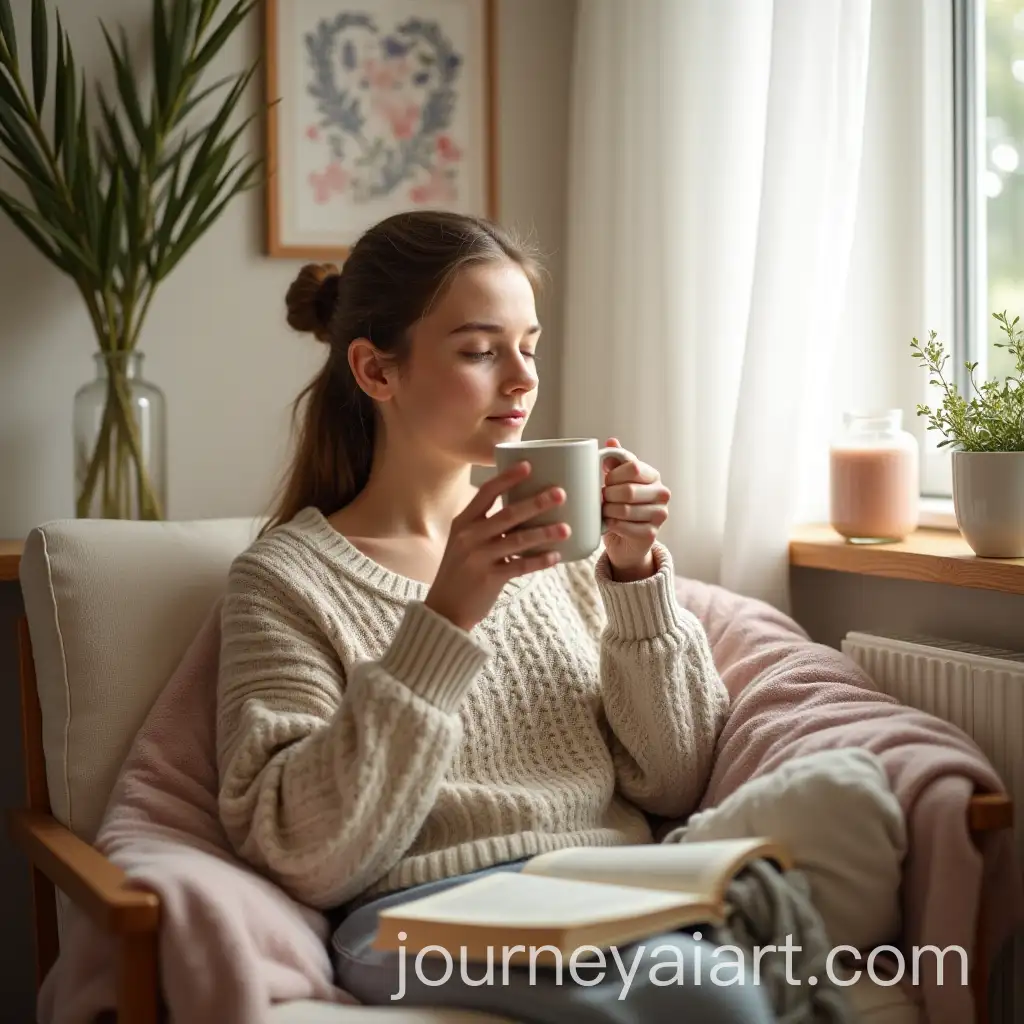 Cozy-Serene-Nook-with-Warm-Drink-and-Soft-Lighting-for-Relaxation