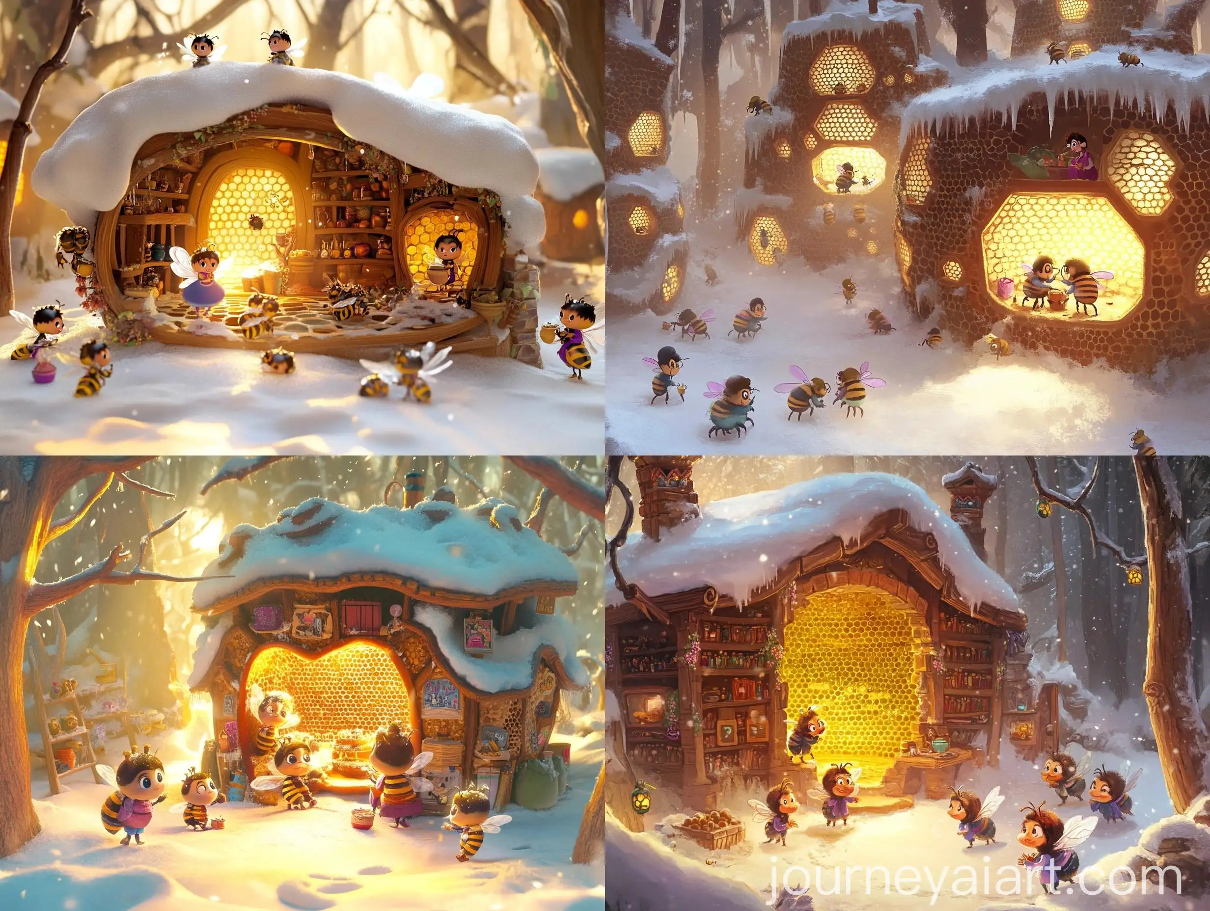 Cozy-Beehive-Interior-with-Humanoid-Bees-in-Painterly-Animation-Style