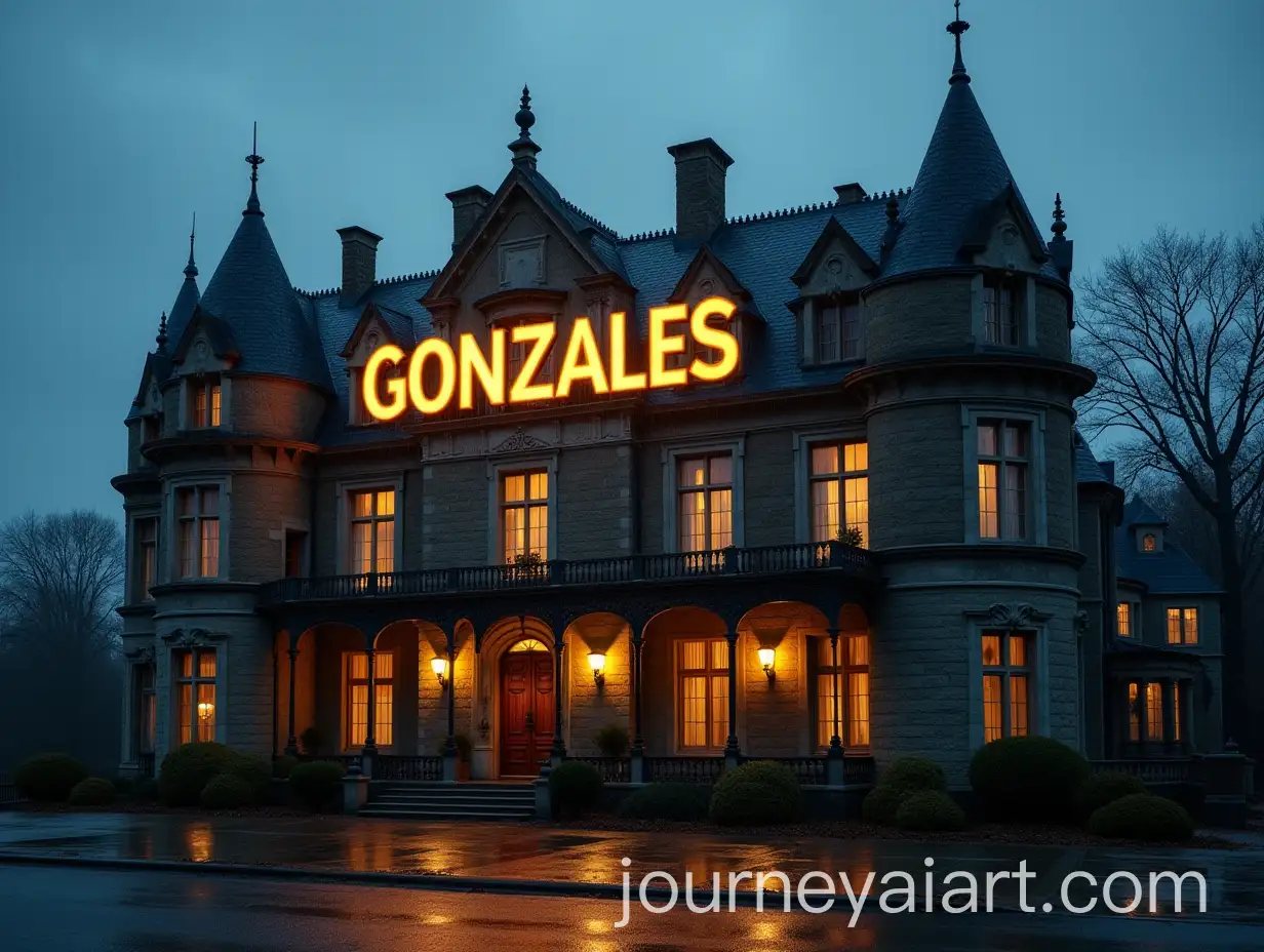 Impressive-Evening-View-of-Gonzales-Mansion-in-Rainy-Weather