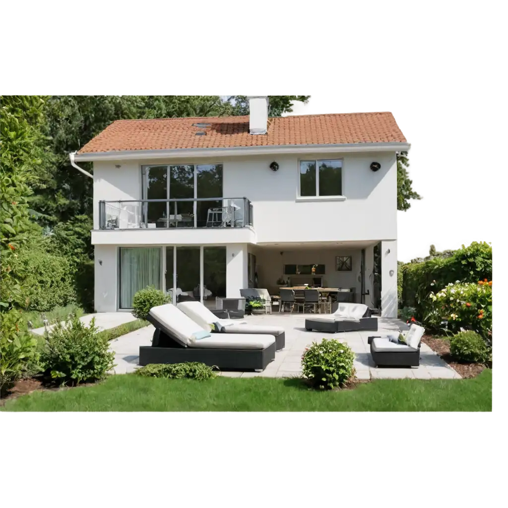 PNG-Image-of-a-Serene-House-with-Garden-and-Outdoor-Furniture-Enhance-Your-Space