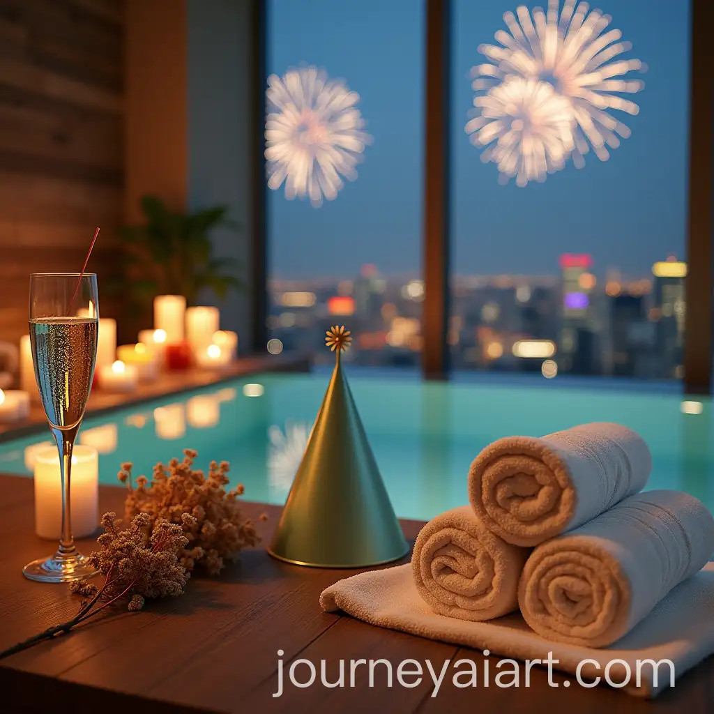Luxurious-Spa-Setting-with-Fireworks-Champagne-and-Relaxation-Elements
