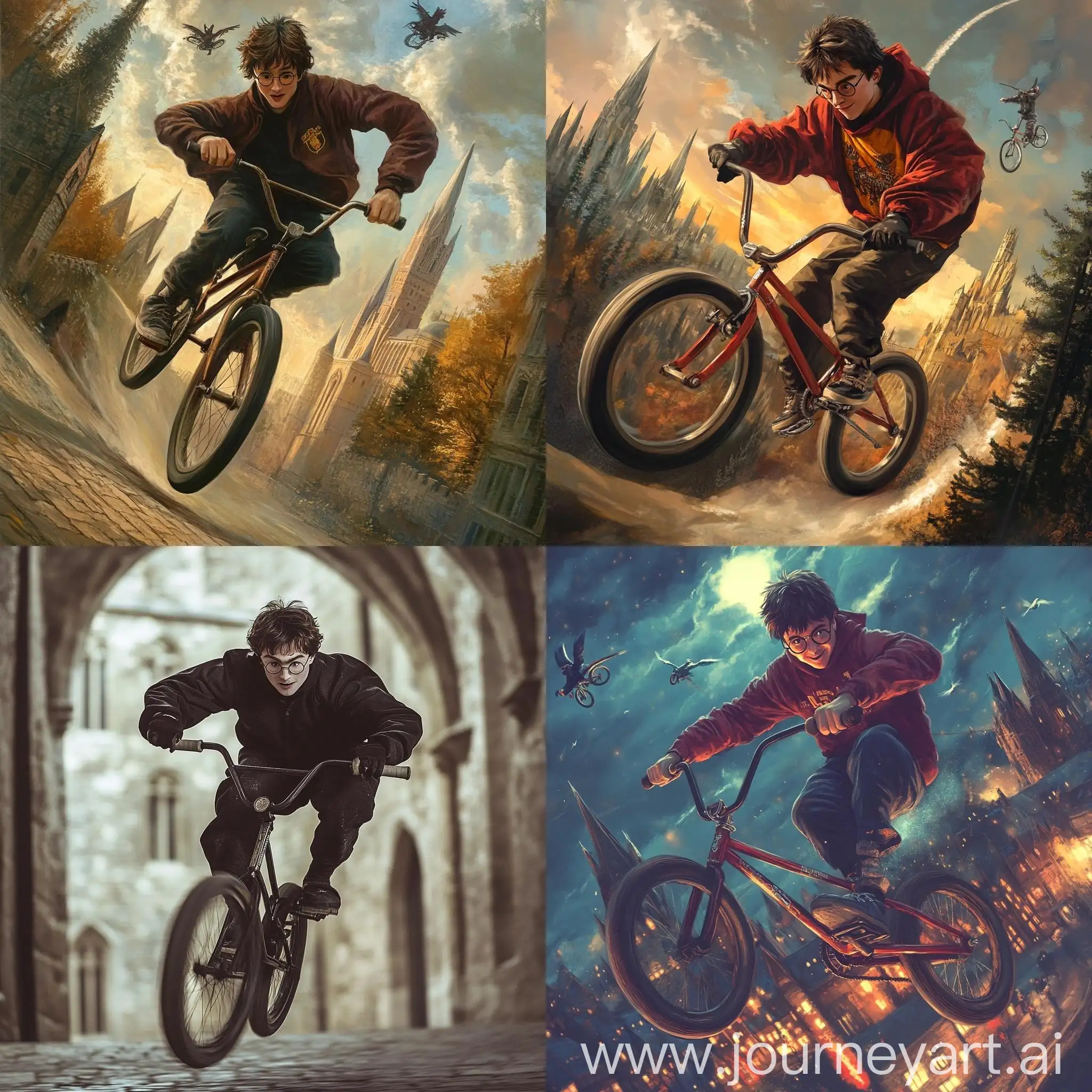 Harry-Potter-Riding-BMX-Bike-at-Hogwarts