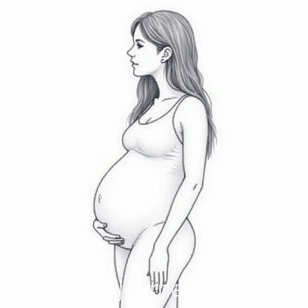 Pregnant-Lady-Sketch-Drawing-in-Black-and-White
