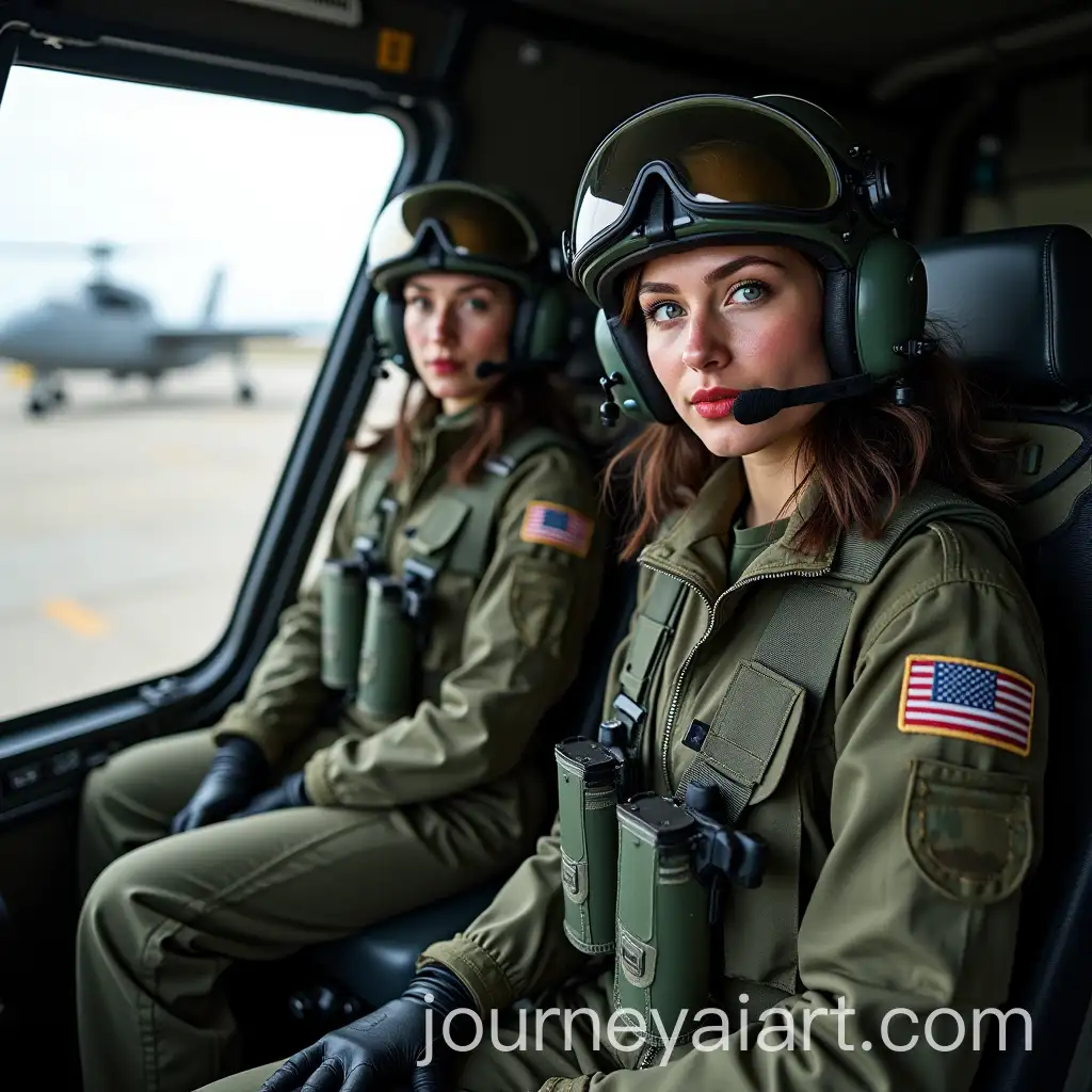 Russian-Military-Female-Pilots-in-Camouflage-Inside-Helicopter-Cockpit-at-Airfield