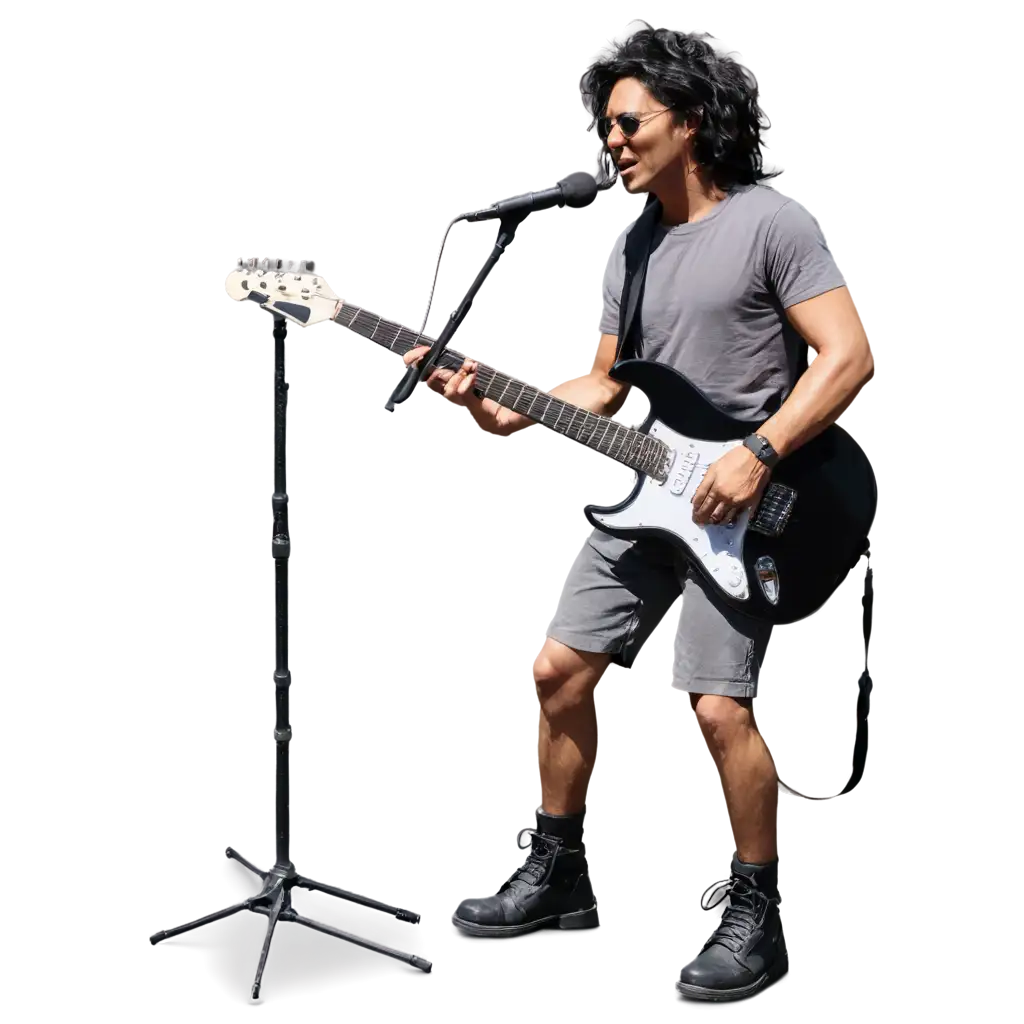 Rock-Singer-Playing-Guitar-with-3D-Mic-Stand-HighQuality-PNG-Image-for-Online-Promotion