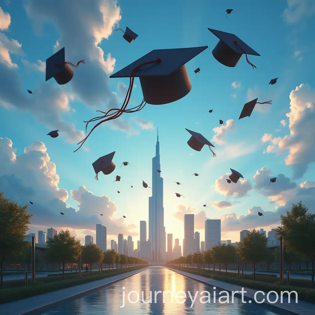 Celebration-of-Graduation-Caps-Floating-in-a-Fantasia-Sky