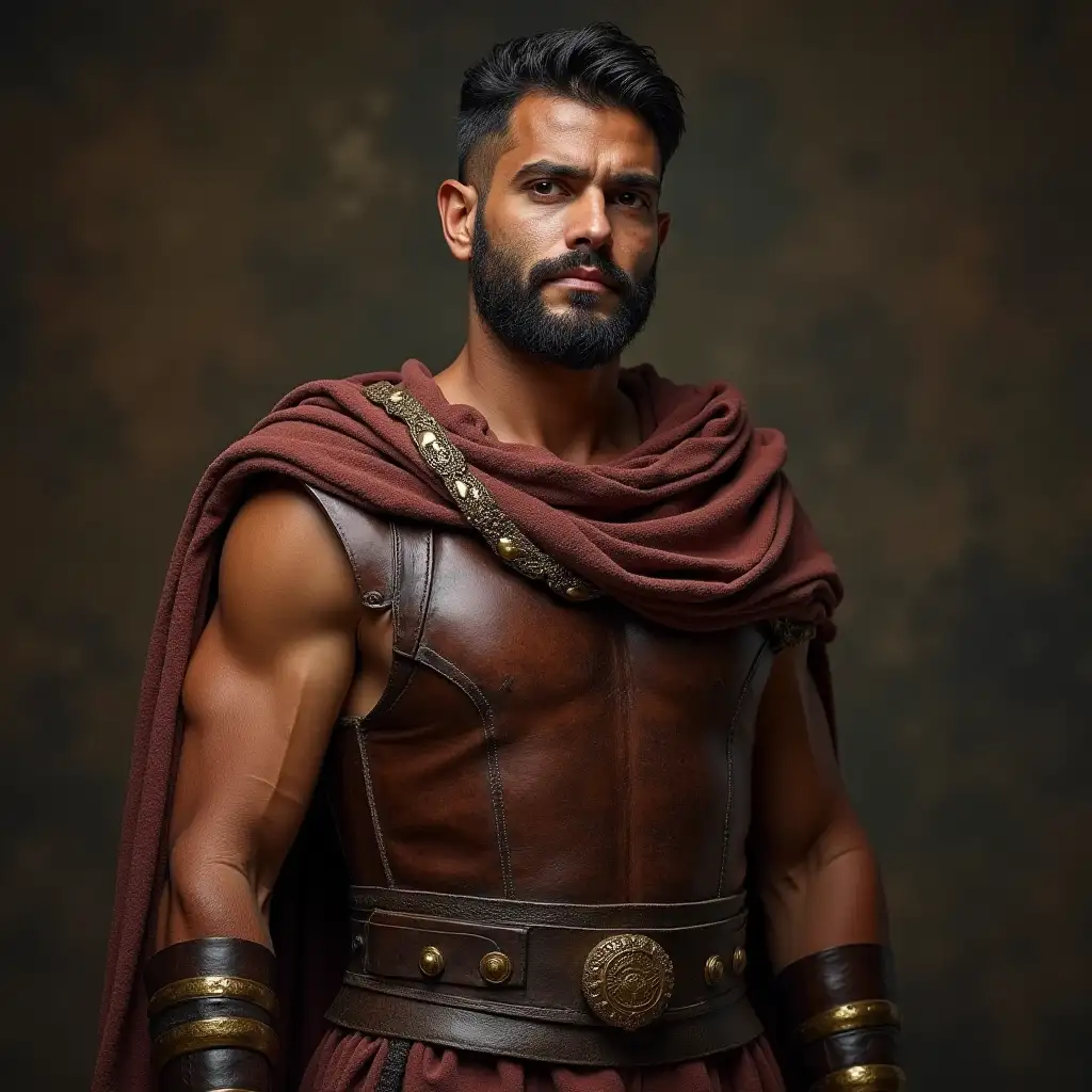 Ancient Roman Male Slave in Leather Attire