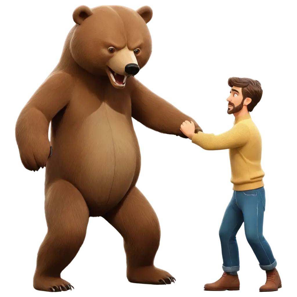 Dynamic-PNG-Image-Man-Engaging-in-Combat-with-Cartoon-Bear