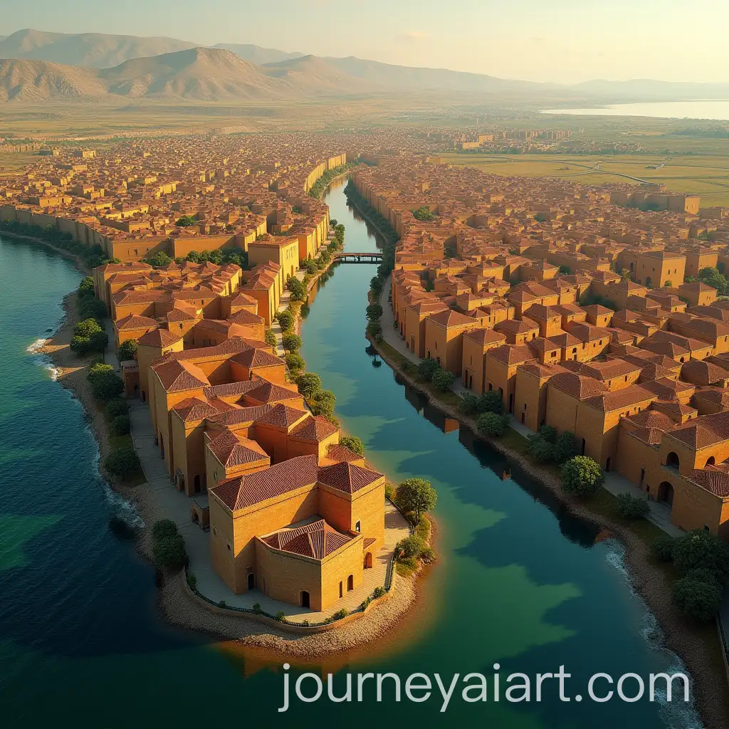 Birdseye-View-of-a-Persian-Coastal-Town-from-the-Safavid-Era-with-Traditional-Architecture-and-River
