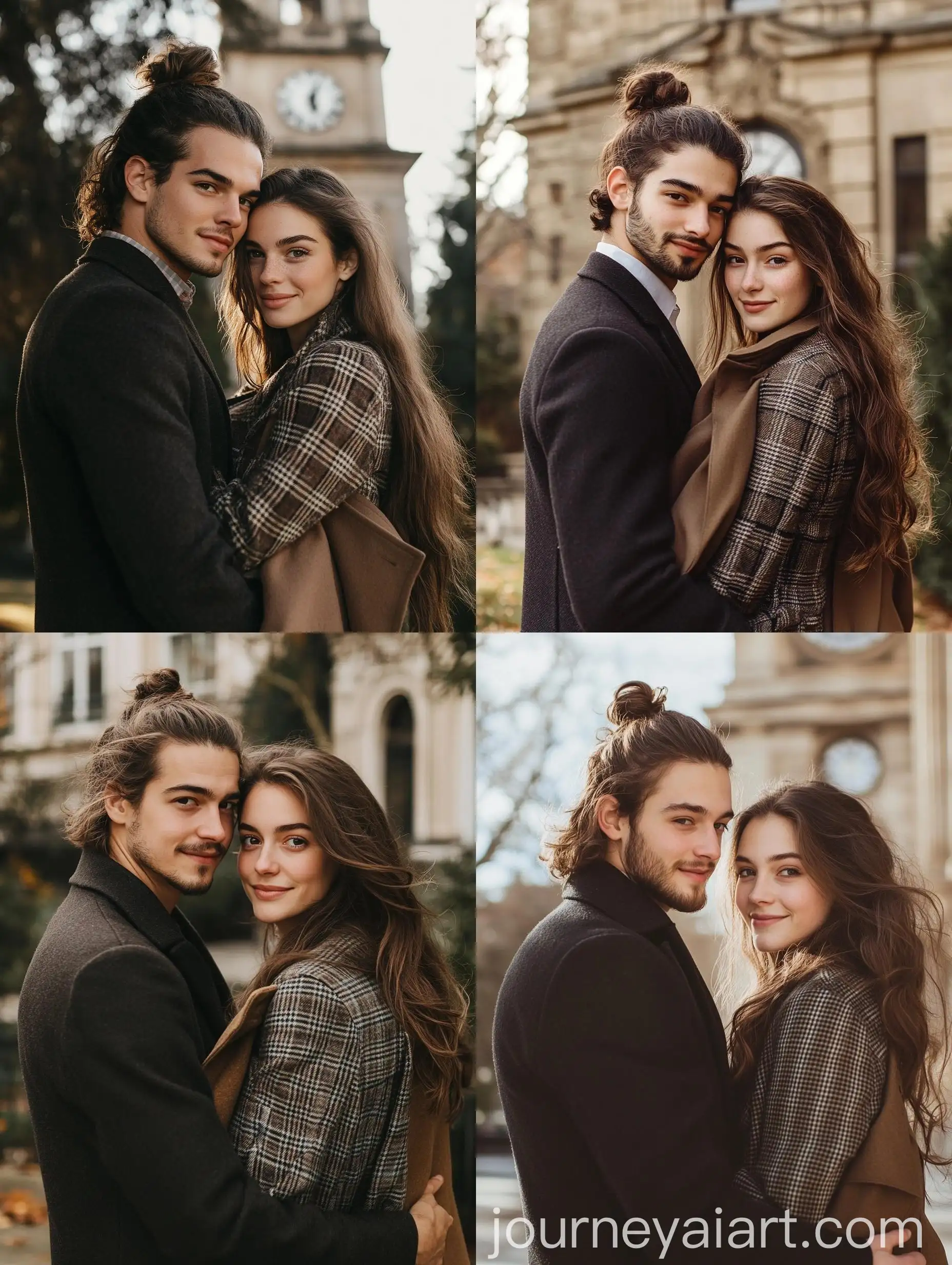 Romantic-Couple-Embracing-in-Front-of-Classical-Building