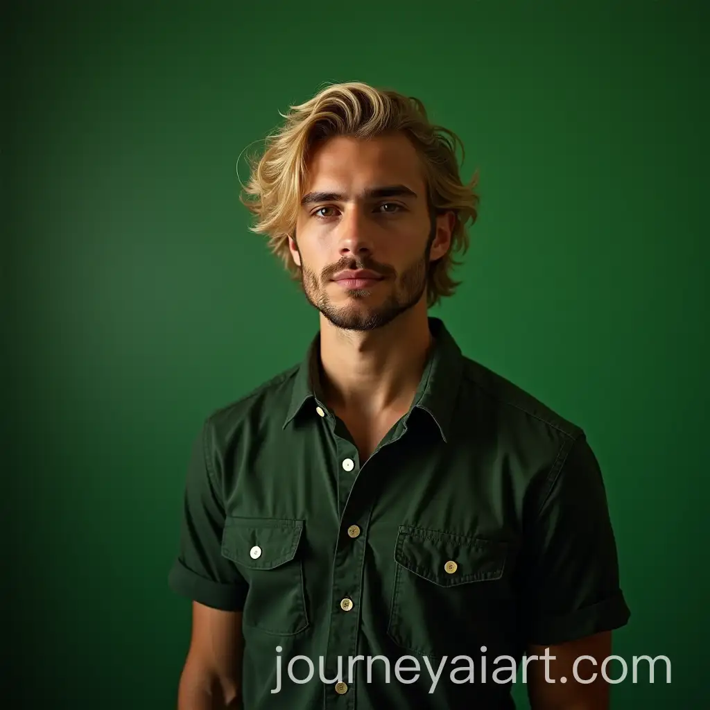 Handsome-Blonde-Man-with-Green-Sywa-in-a-Stylized-Portrait