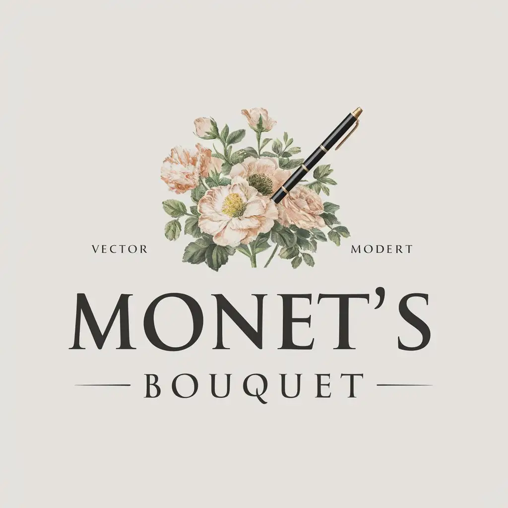 LOGO-Design-for-Monets-Bouquet-Floral-Elegance-with-Pen-and-Modern-Touch