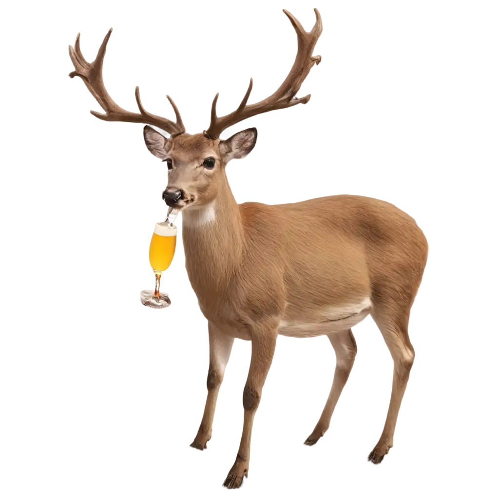 Deer-Drinking-Beer-PNG-Image-Quirky-Wildlife-Artwork