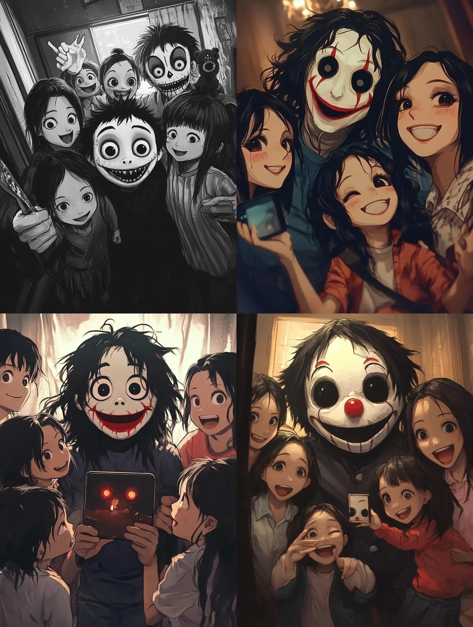 Billy-the-Puppet-from-Saw-Taking-a-Selfie-with-a-Family-in-1990s-Anime-Ghibli-Style
