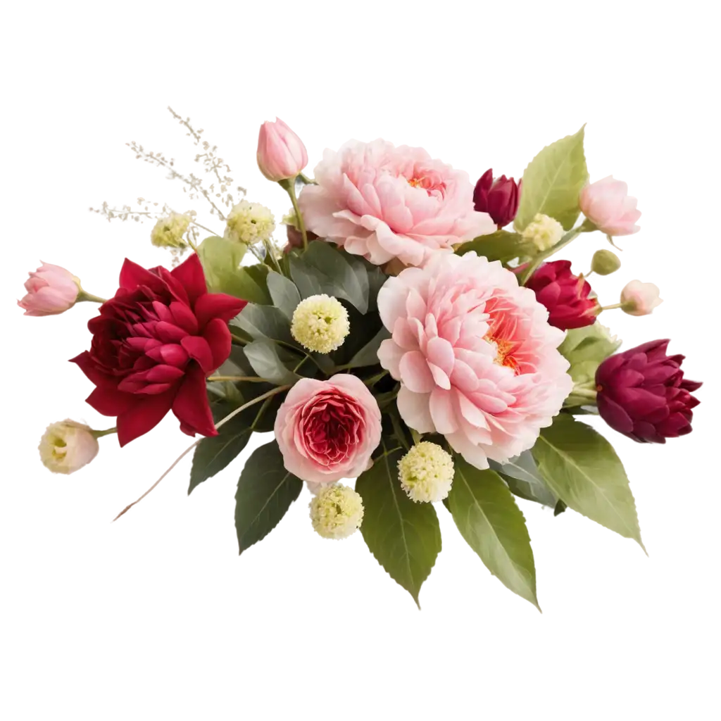 Intricate-and-Vibrant-PNG-Bouquet-of-Roses-Dahlias-and-Peonies-in-Soft-Pink-and-Cream