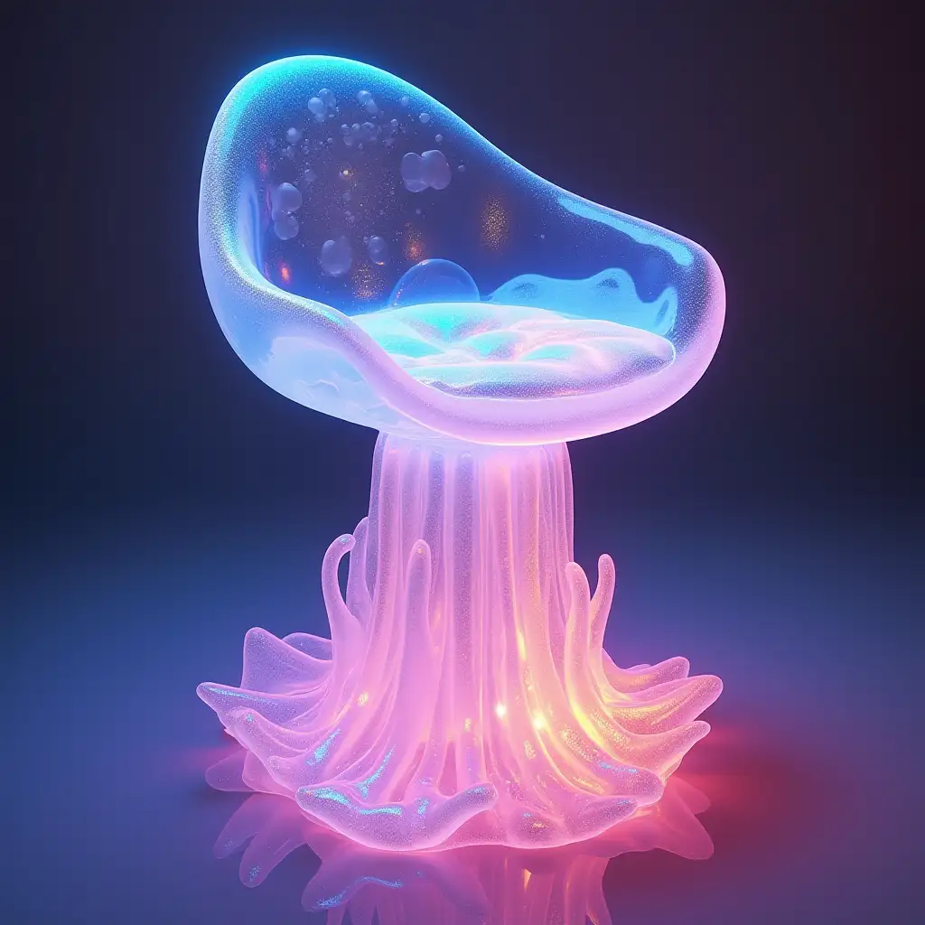 Holographic-JellyfishShaped-Bar-Chair-in-Iridescent-Colors