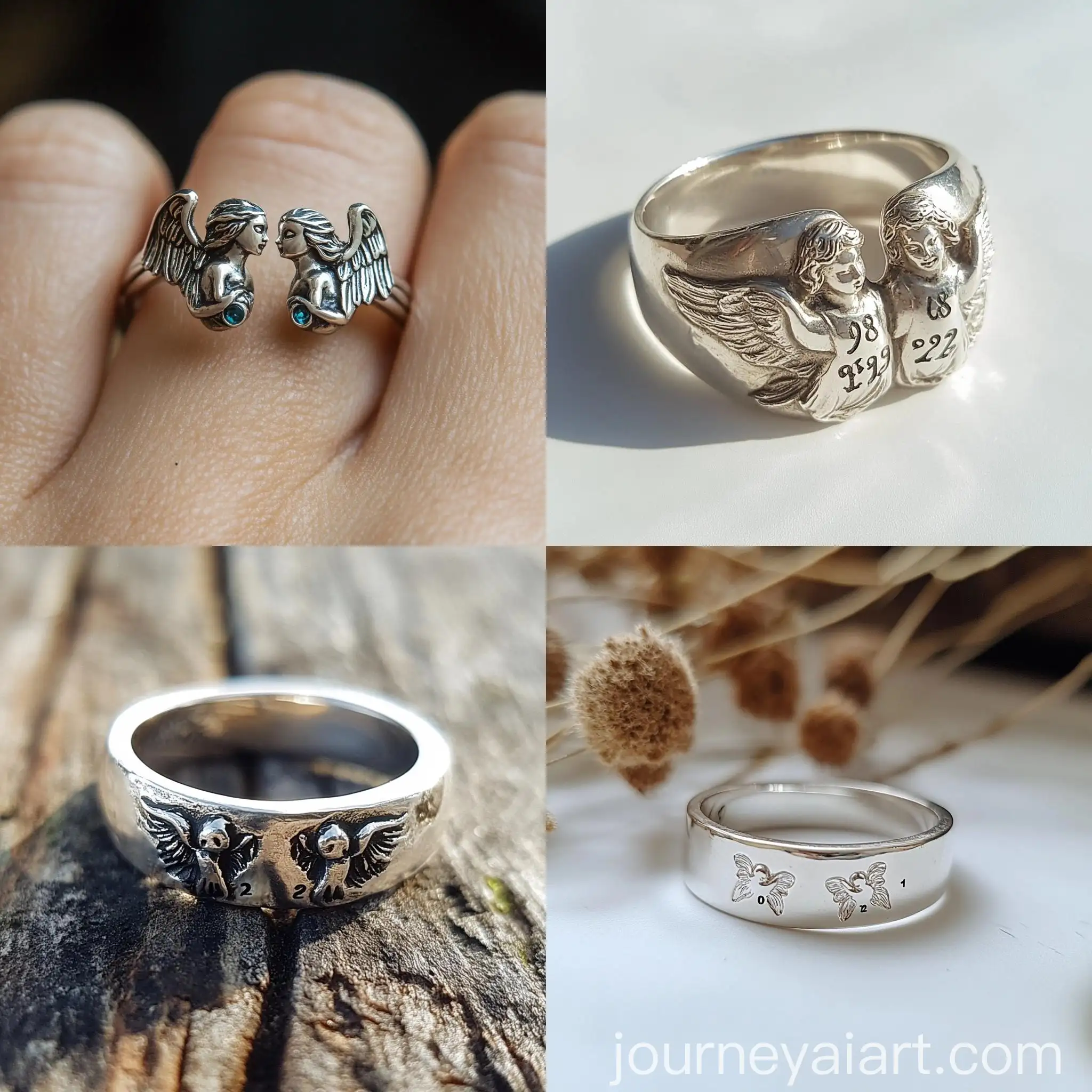 Silver-Ring-with-Two-Angels-and-Blue-Labrodit-Stones-2008-and-2012-Symbols