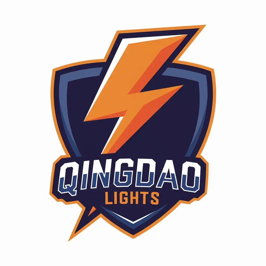 LOGO Design for Qingdao Lights Lightning Orange Dark Blue with Thin Shield for Soccer Club