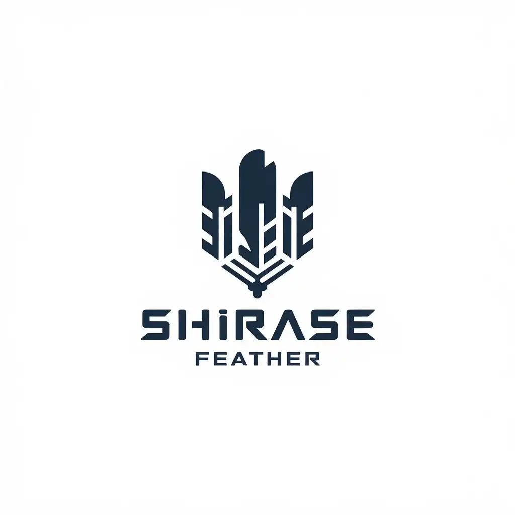 a vector logo design,with the text "Shirase Feather", main symbol:Feathers, technology, robot,Minimalistic,be used in robot industry,clear background