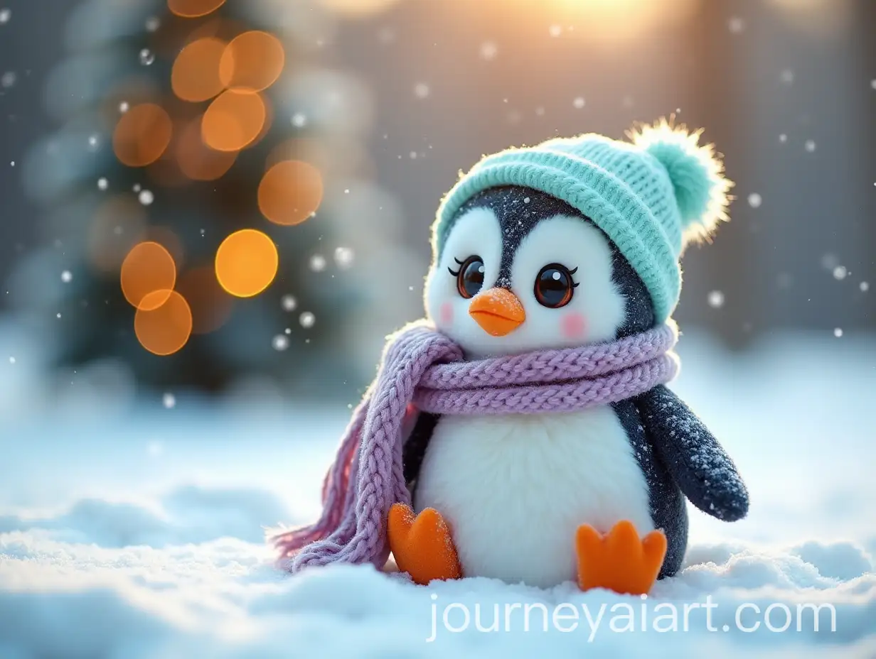 Adorable-Plush-Penguin-in-Winter-Wonderland