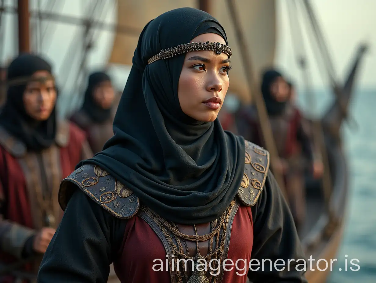 Malay-Woman-Warrior-in-Hijab-Battling-on-a-16th-Century-Ship