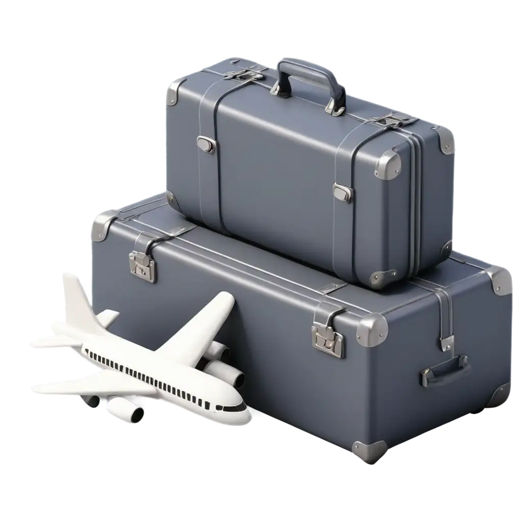 HighResolution-PNG-of-Minimalist-3D-Travel-Suitcase-and-Airplane-Isometric-Cartoon-Style