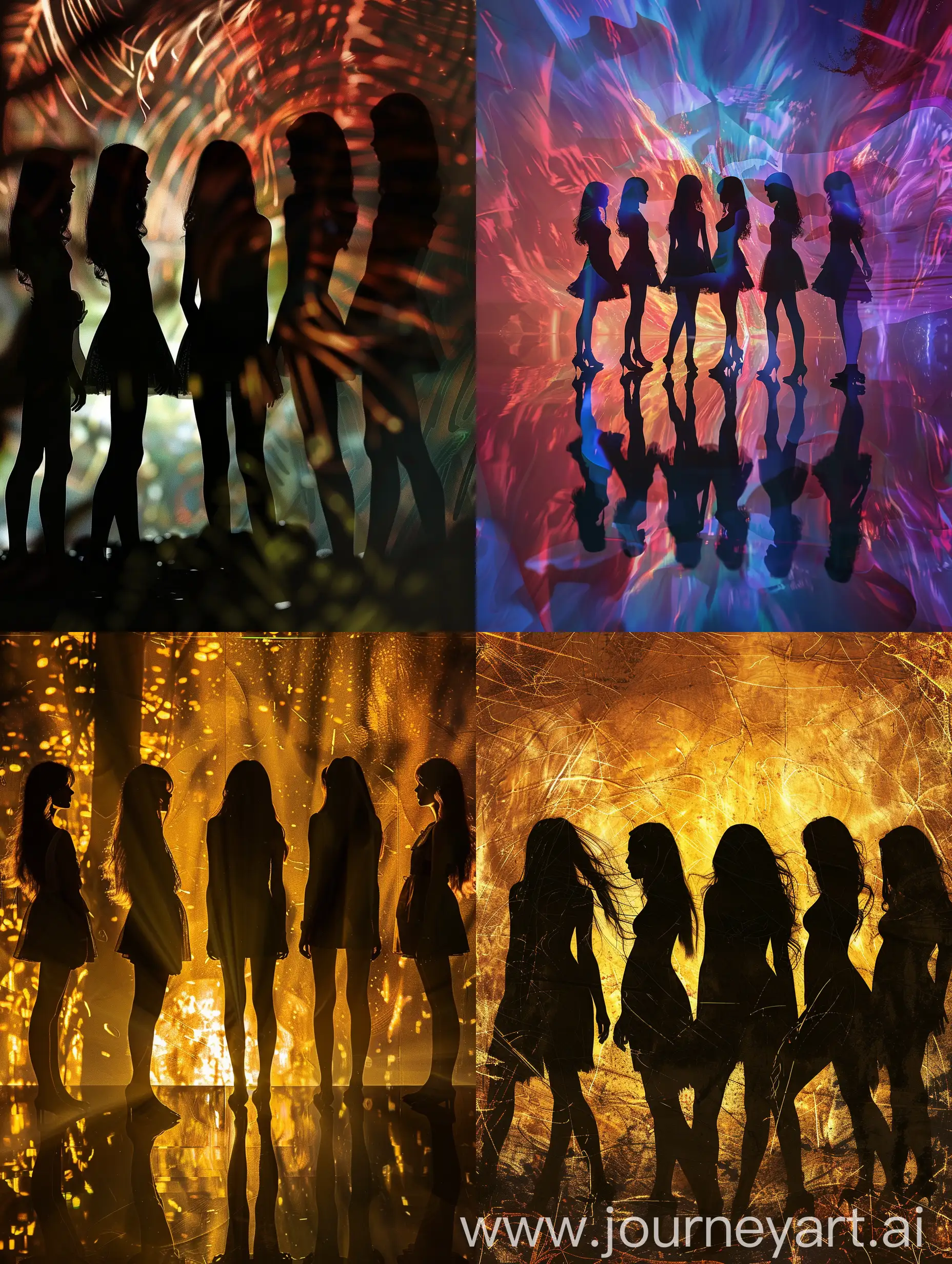 Silhouette-of-Five-Girls-with-Song-and-Genesis-Concept-Shadows