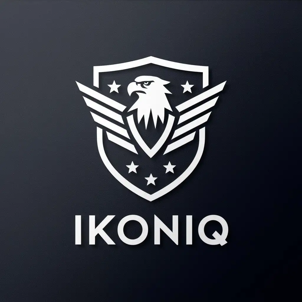 LOGO Design For IKONIQ Solid White Eagle Shield with Wings and Stars