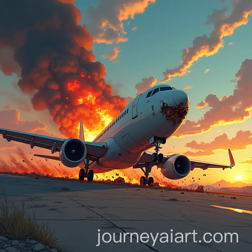 Manga-Style-Plane-Crash-Scene-with-Burning-Wreckage