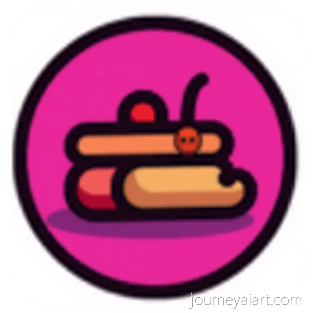 Vibrant-Circular-Food-Icon-with-Hot-Pink-Purple-and-Black-Accents