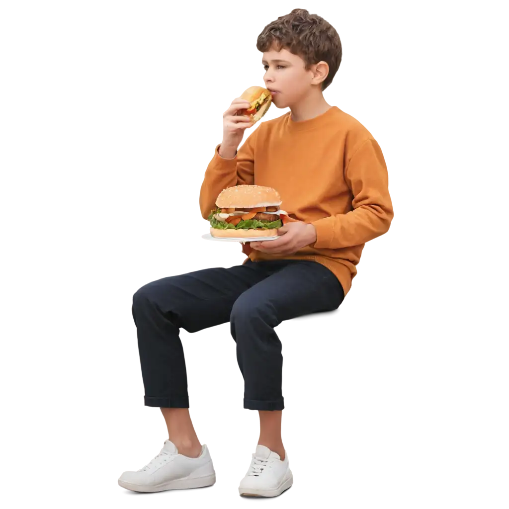 Delicious-PNG-Image-of-a-Boy-Eating-a-Burger-Perfect-for-Food-Lovers