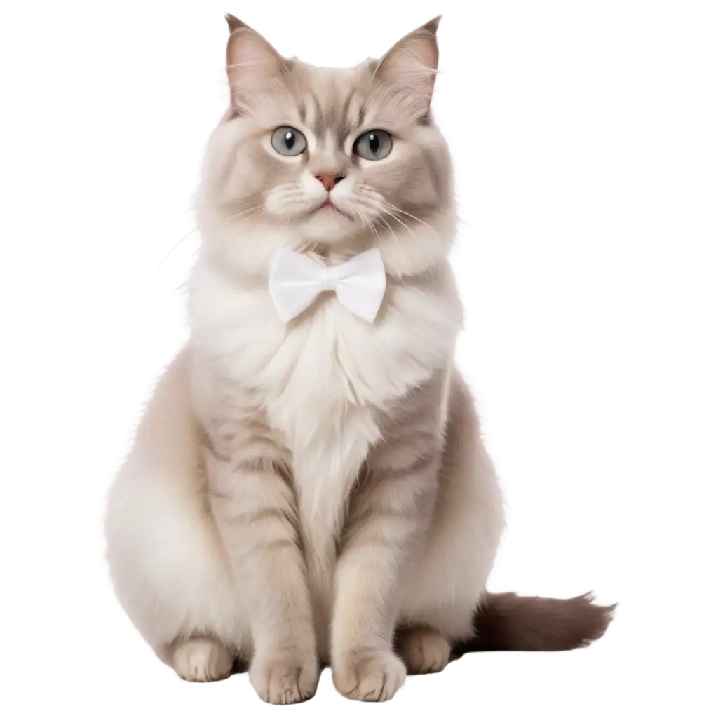 Photorealistic-White-Cat-PNG-with-Elegant-Bow-Tie-Soft-Fur-and-Fluffy-Tail