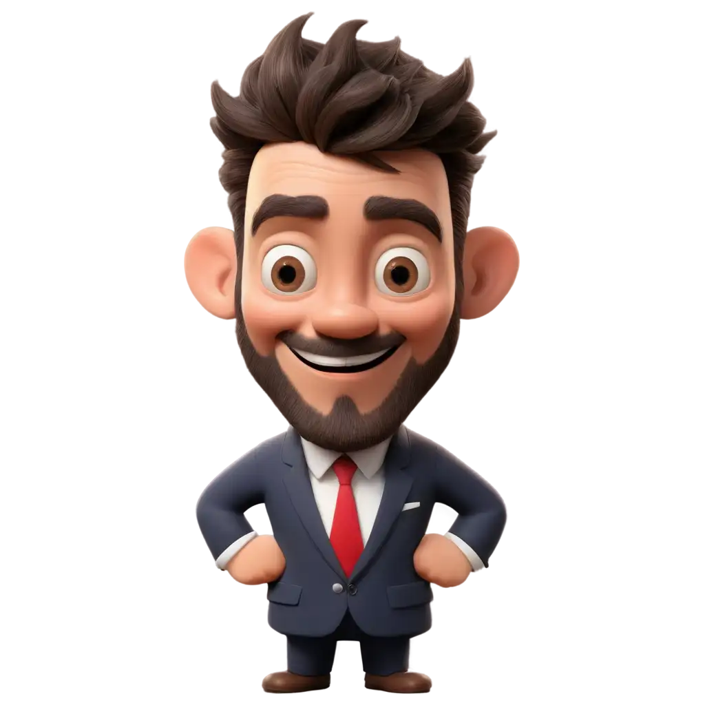 happy and funny man created cartoon image