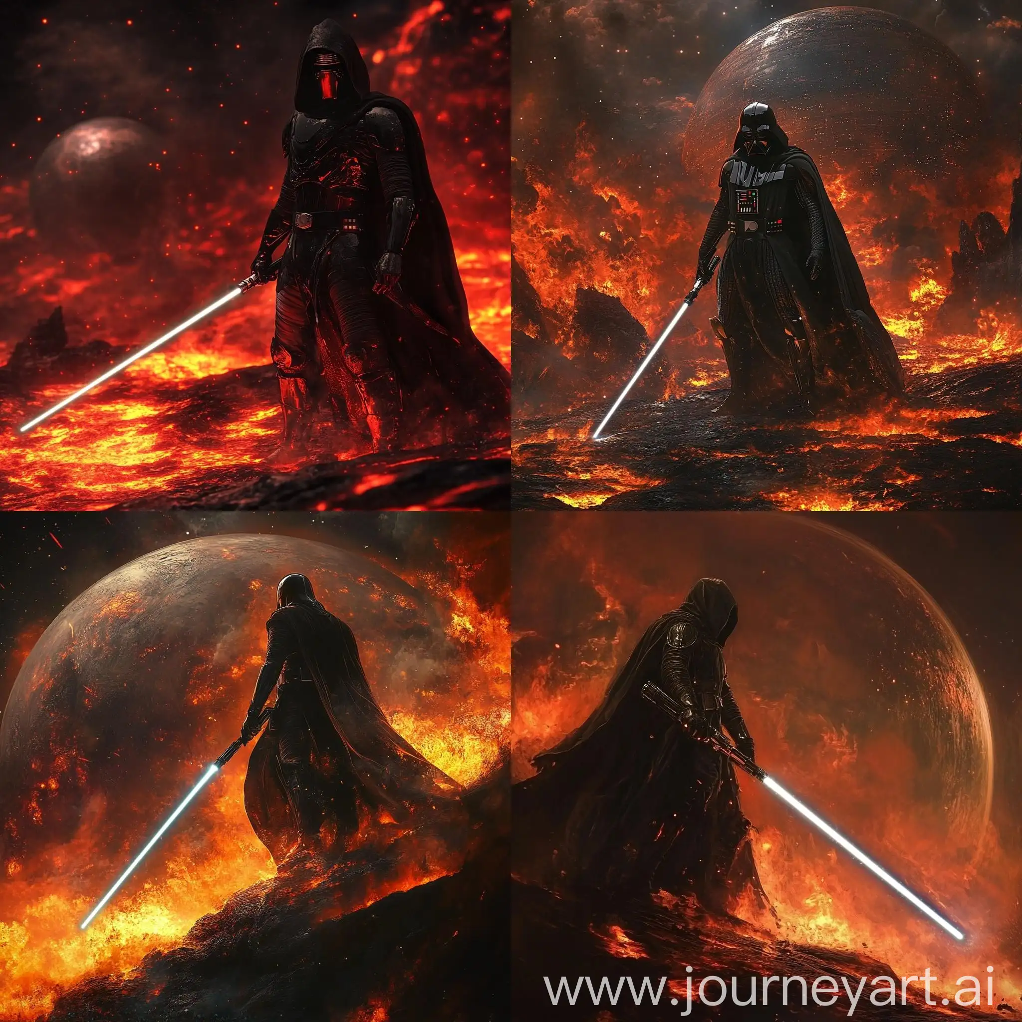 Knight-Jedi-with-Black-Lightsaber-on-Fiery-Planet