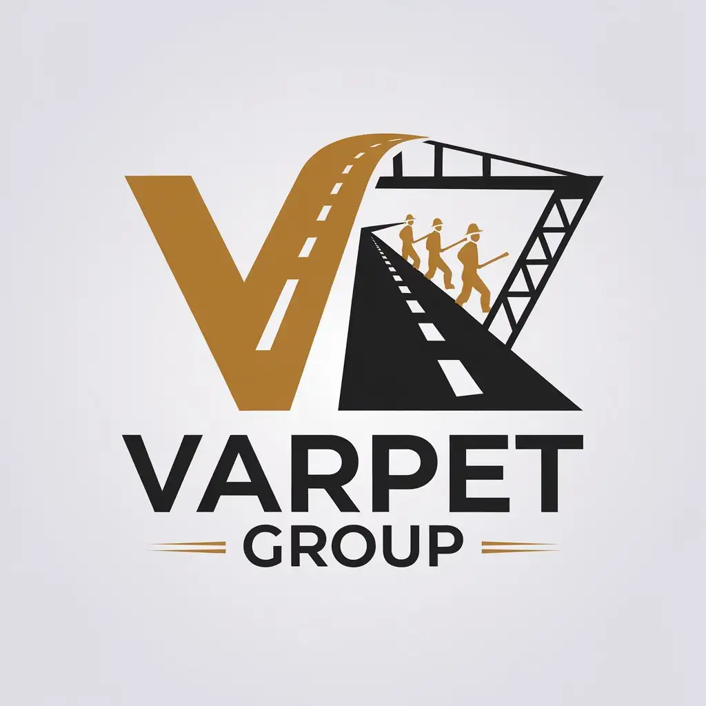 LOGO Design for Varpet Group Road Construction with Workers Clear Background