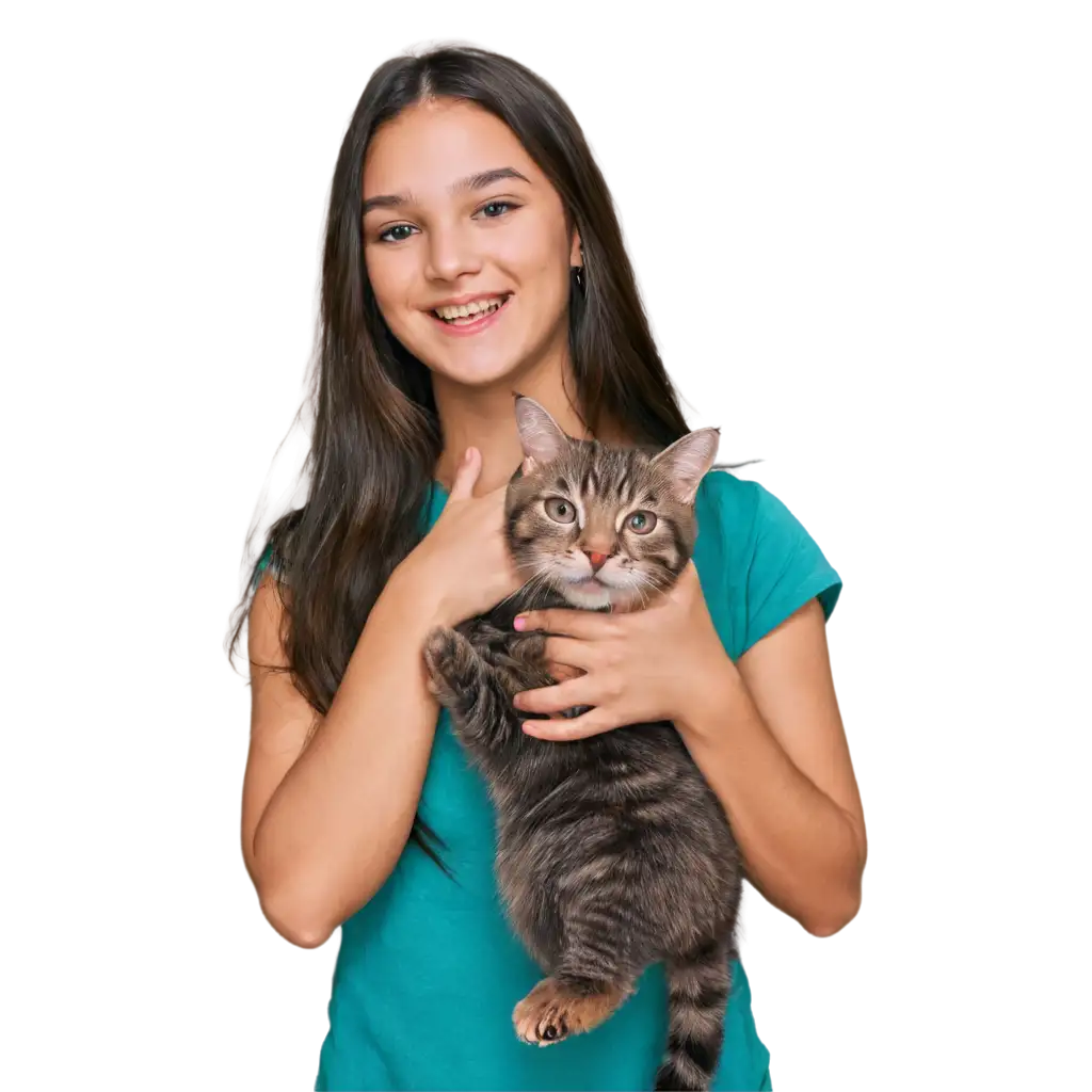 PNG-Image-Cat-with-a-Girl-Smiling-AI-Art-Prompt