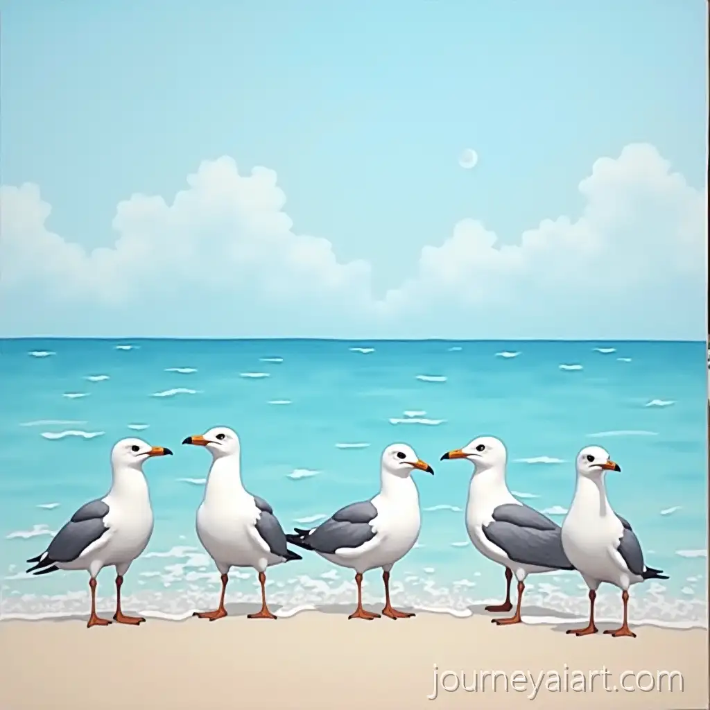 SeagullsAI-Art-Prompt-Expansion-Soaring-Over-a-Serene-Beach-with-Calm-Sea-Painting